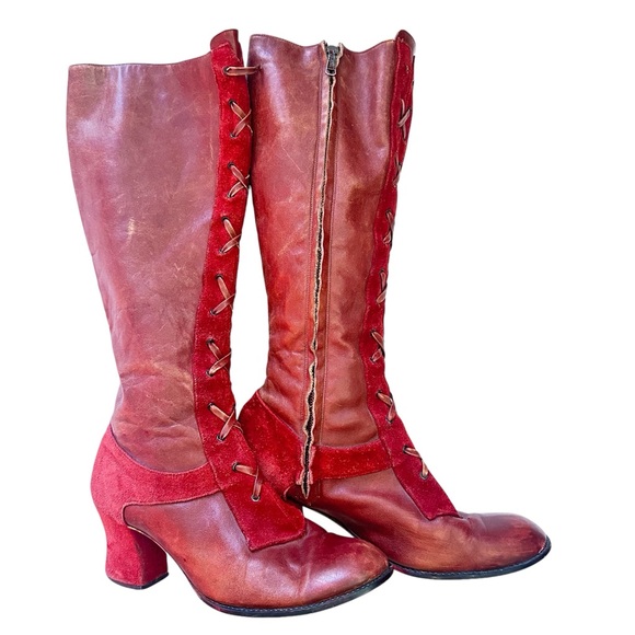 Lujano Vintage 1970's Rusty Orange Suede Boots - Picture 1 of 5